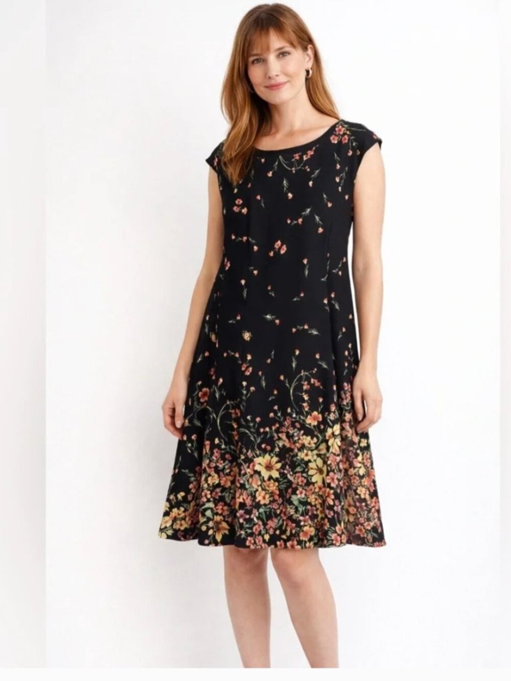 NorthStyle Black Dress with Flower Design
